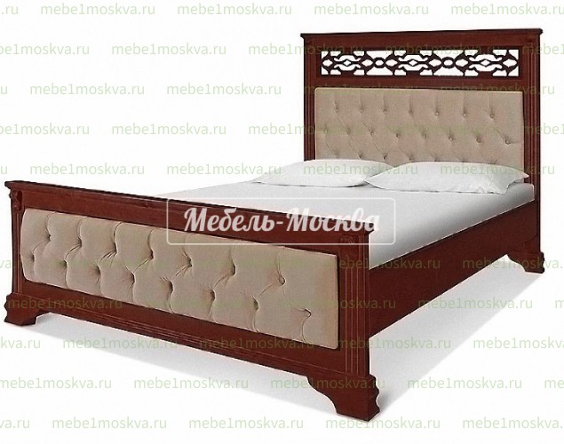 Кровать Верджиния с каретной стяжкой из массива дерева