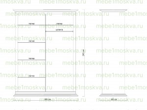 Шкаф - купе Лирона модель №2 из массива Ш-180см,В-240см,Г-60см