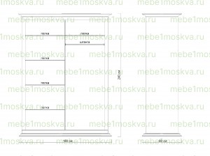 Шкаф - купе Лирона модель №2 из массива Ш-180см,В-240см,Г-60см