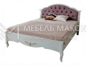 Кровать Аделия с каретной стяжкой МДФ+Бук