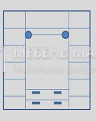 Шкаф Амелия четырехстворчатый с ящиками и зеркалом без резного элемента МДФ+Бук Ш-180см,В-230см,Г-63см