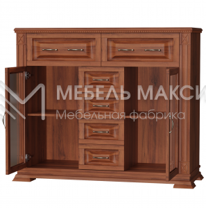 Комод Верди - 206 (стекло) из массива Ш-120см,В-100см,Г-45см
