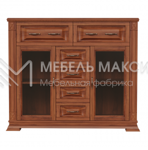 Комод Верди - 206 (стекло) из массива Ш-120см,В-100см,Г-45см