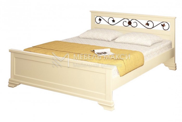 Кровать Лира с ковкой из массива дерева